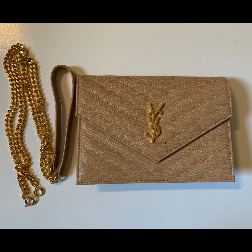 *SOLD* YSL Beige/Gold Wallet on Chain (Small)